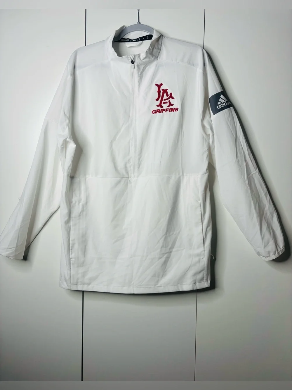 adidas White Windbreaker Pullover with Red Griffins Logo